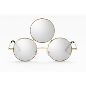 New Silver Gold Third Eye‎ Round Sunglasses Trippy Rave Festival EDC Reflective